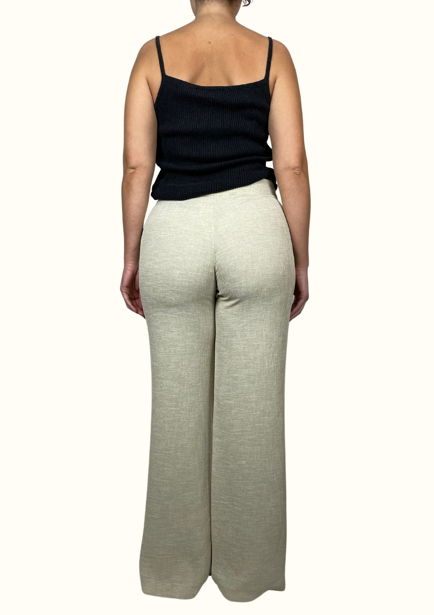 Cream high-waisted trousers